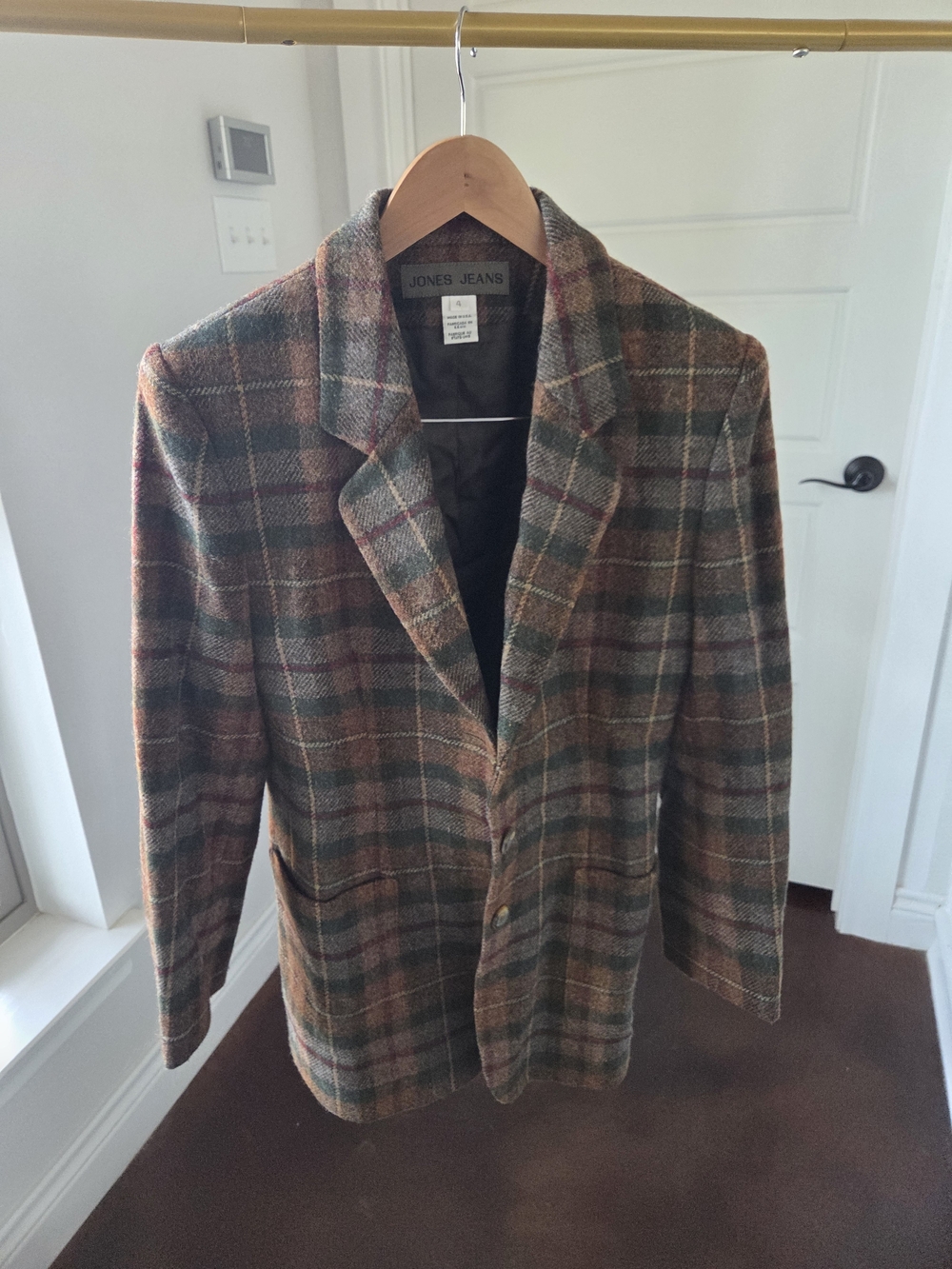 Wool Jones Jeans Plaid Wool Blazer in Green and Brown Tones